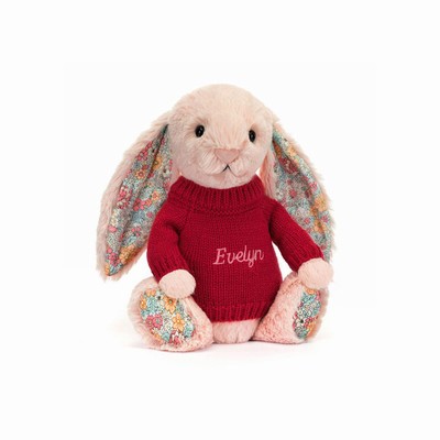 Jellycat Blossom Blush Bunny with Red Jumper UK | 47395IKJD